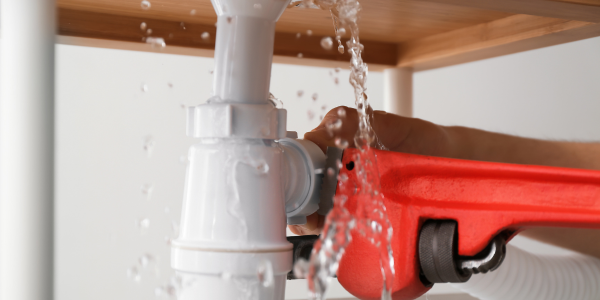 A length of plumbing pipe being installed